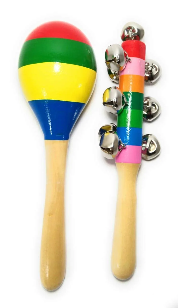 Baby Rattle Toy – Colorful Wooden Jingle Bell & Shaker Toy for Infants and Toddlers, Musical Sensory Rattle with Gentle Bell Sounds, Easy-Grip Handle, Fun Early Learning Toy for Babies