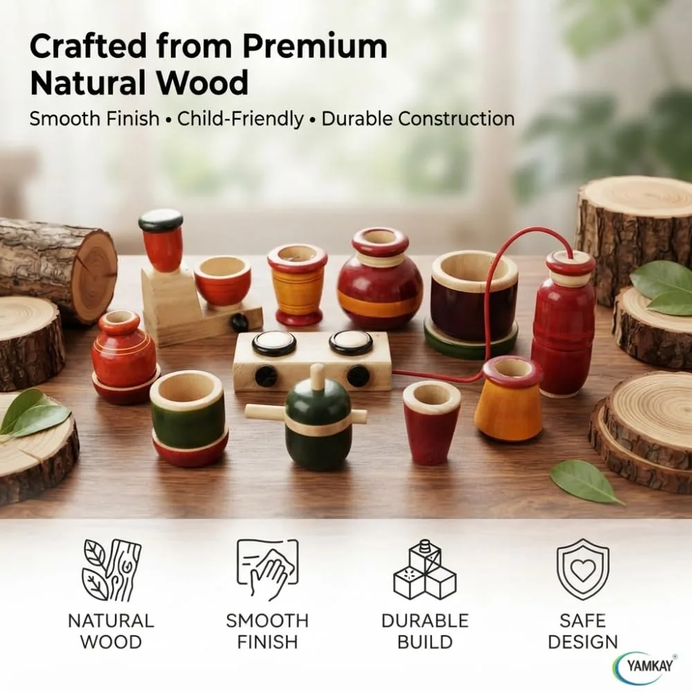 Wooden Gas Kitchen Set for Kids, Traditional Wooden Gas Stove Toy for Girls Safe, Non-Toxic Pretend Play Kitchen Set for Toddlers, Fun Educational Toy, Creative Play for Kids, Pack of 1