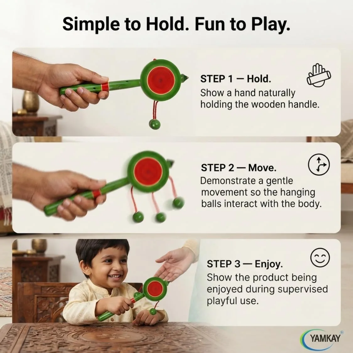 Wooden Plate Rattle Toy for Kids, Traditional Wooden Sound Rattle, Lightweight Handheld Musical Toy for Children, Interactive Sensory Play Toy, Classic Wooden Toy for Home and Gifting