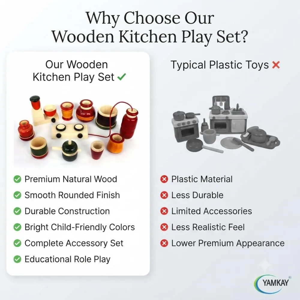 Wooden Gas Kitchen Set for Kids, Traditional Wooden Gas Stove Toy for Girls Safe, Non-Toxic Pretend Play Kitchen Set for Toddlers, Fun Educational Toy, Creative Play for Kids, Pack of 1