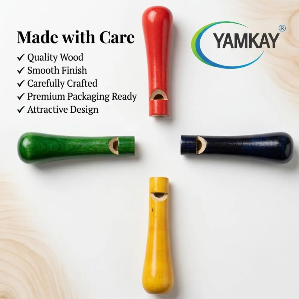 Wooden Whistle Sleek, Natural Wooden Whistles for Kids | Safe, Non-Toxic, and Eco-Friendly | Colorful Design for Playtime & Outdoor Activities | Perfect Gift for Children Multicolor Set of 4