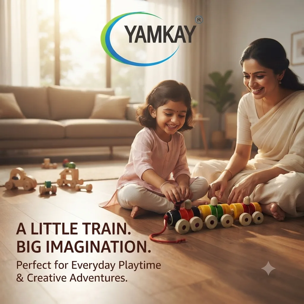 Wooden Pull Train Toy for Kids, Traditional Wooden Toy Train with Pull-Along Design, Colourful Educational Activity Toy for Boys & Girls, Screen-Free Indoor Play Toy, Gift for Children