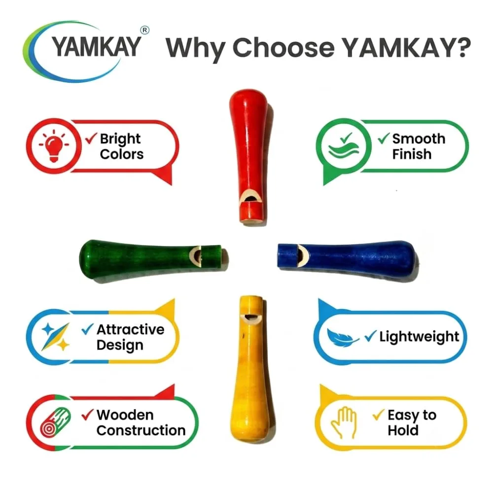 Wooden Whistle Sleek, Natural Wooden Whistles for Kids | Safe, Non-Toxic, and Eco-Friendly | Colorful Design for Playtime & Outdoor Activities | Perfect Gift for Children Multicolor Set of 4