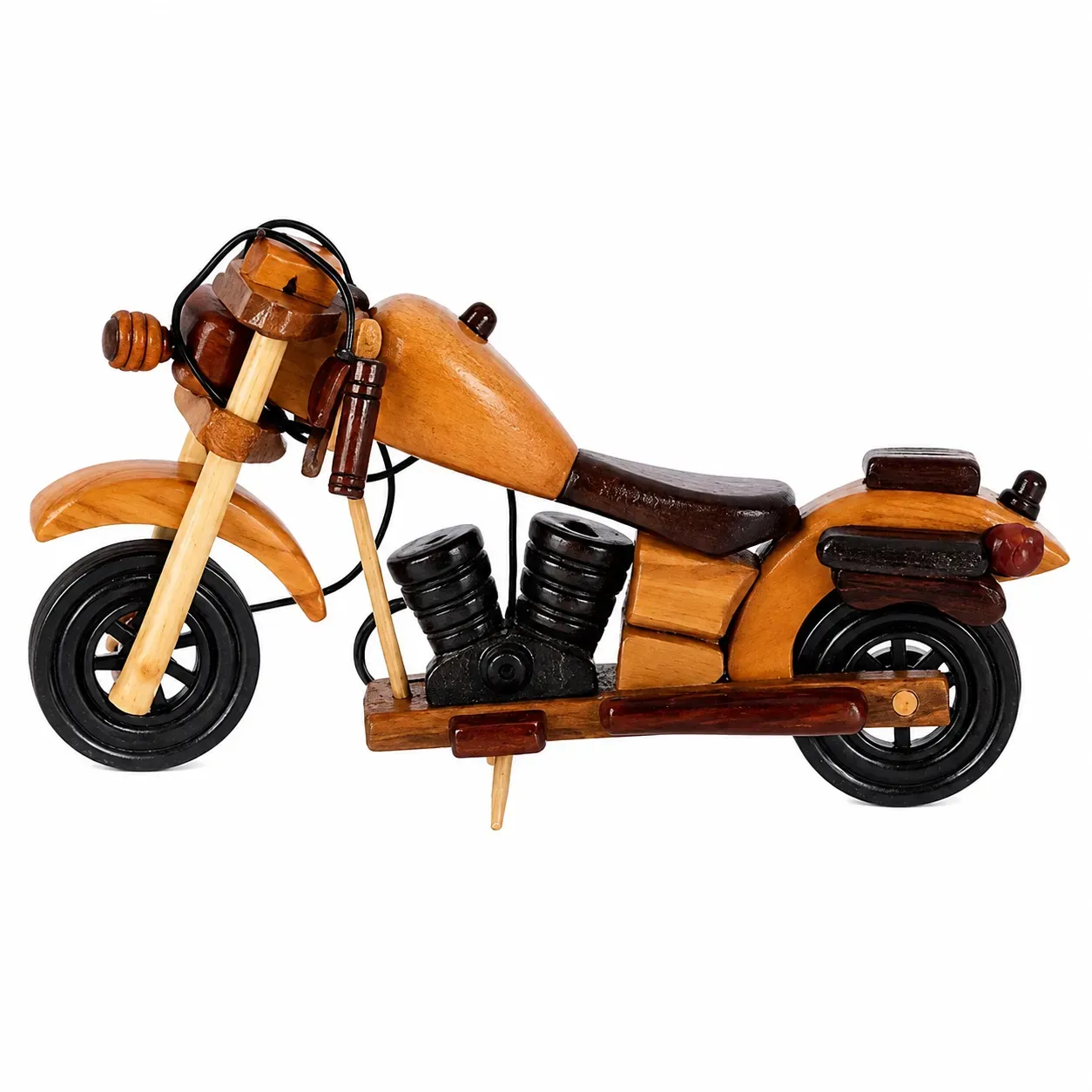 Wooden Royal Enfield Bike with Side Stand Handcrafted Decorative Model for Bike Enthusiasts, Unique Home Decor, Craftsmanship, for Motorcycle Lovers Brown